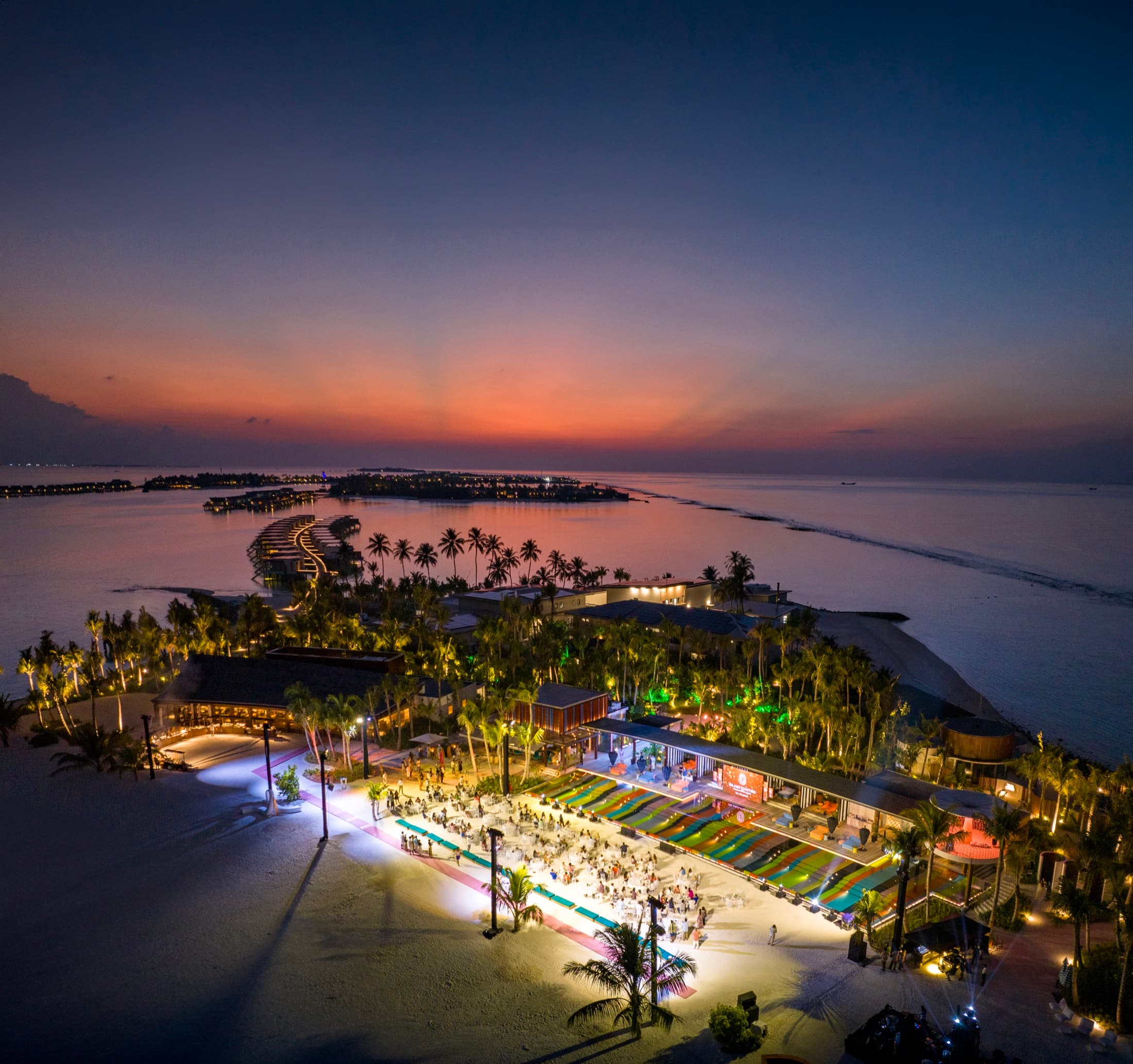 The island at sunset from the air